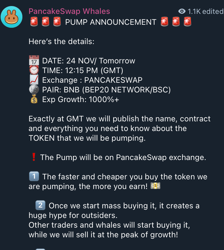 Drop Chart showing manipulated prices by PancakeSwap Whales